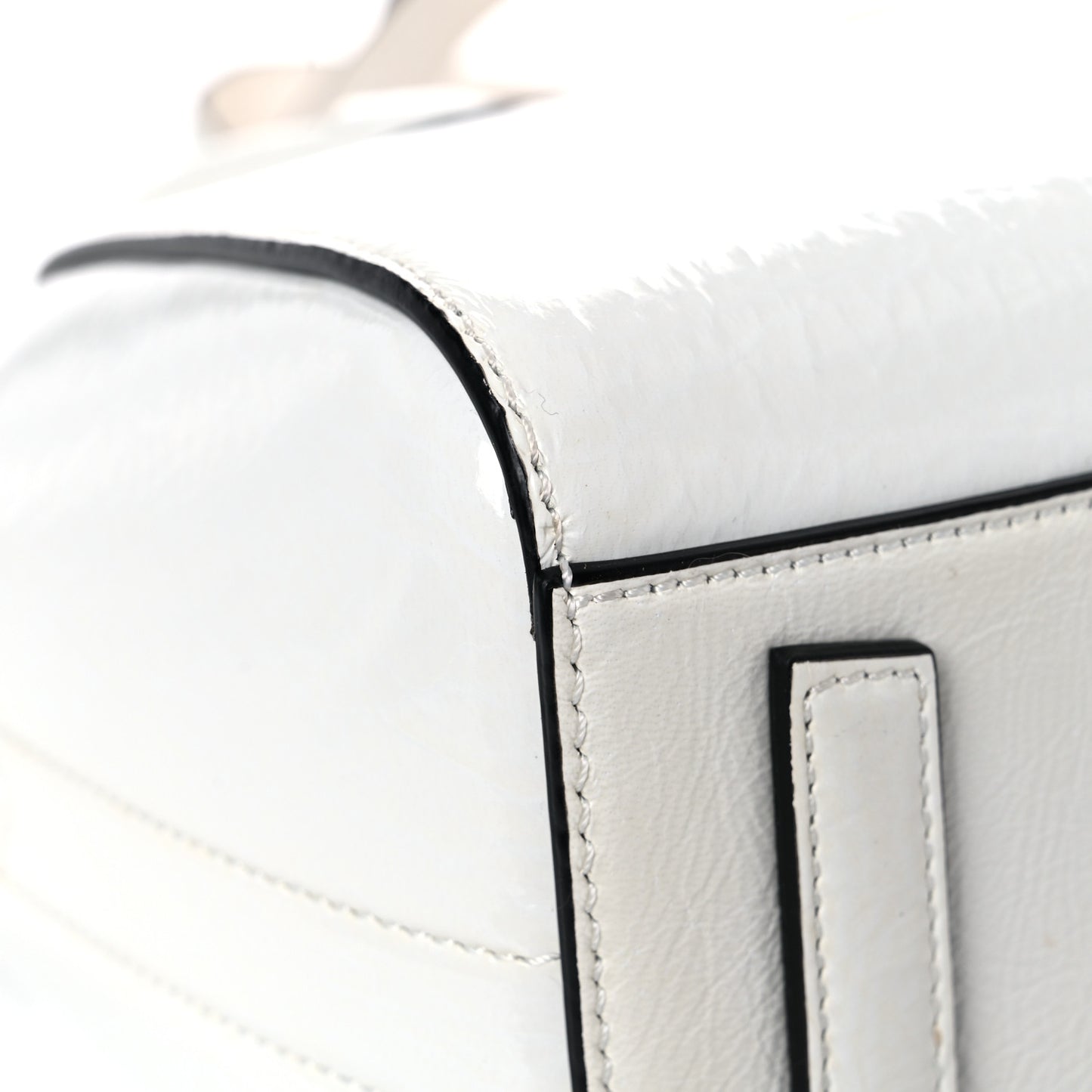 Crinkled Patent Calfskin Mini Antigona White