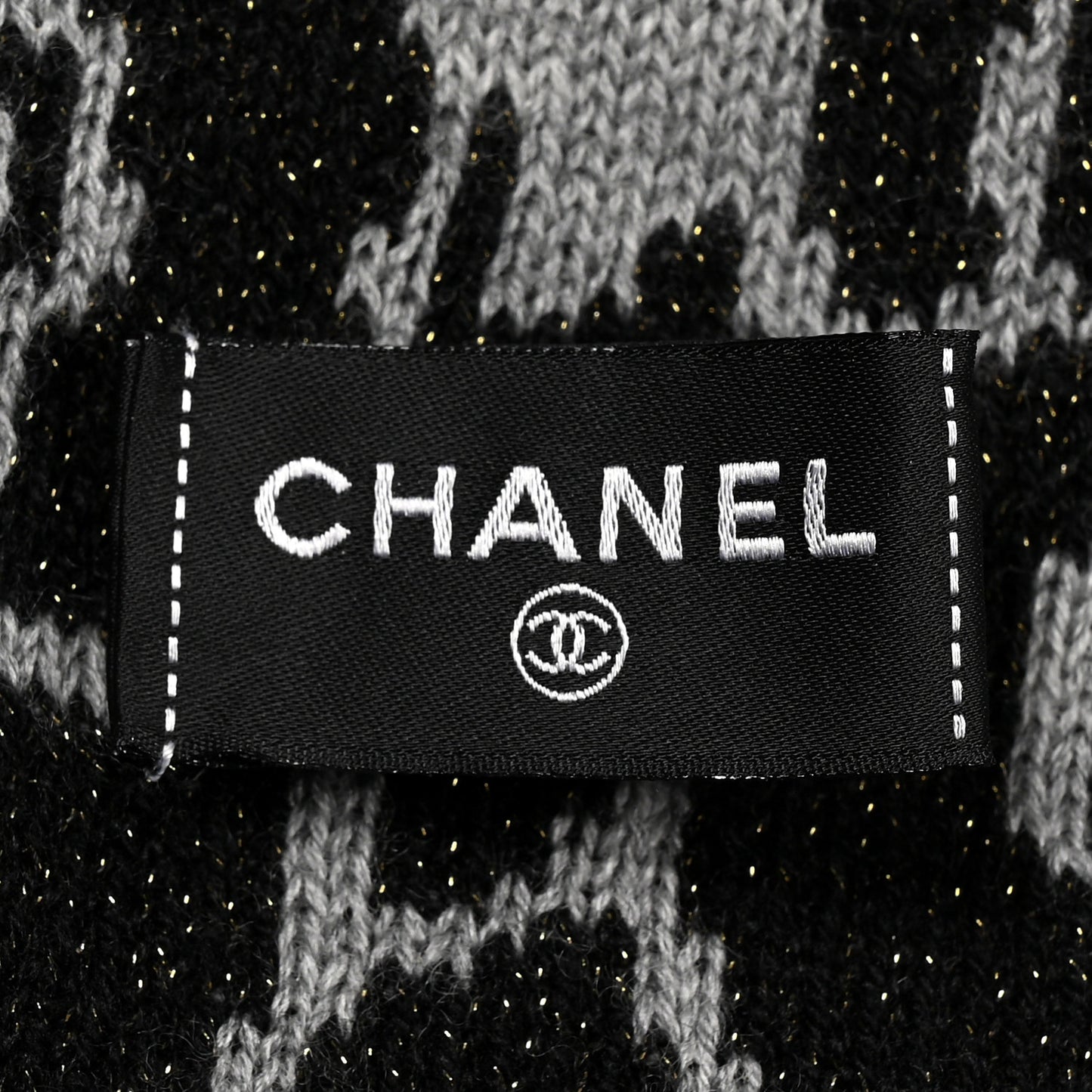 Wool Cashmere Viscose Metallic Fiber Camellia Scarf Black Grey