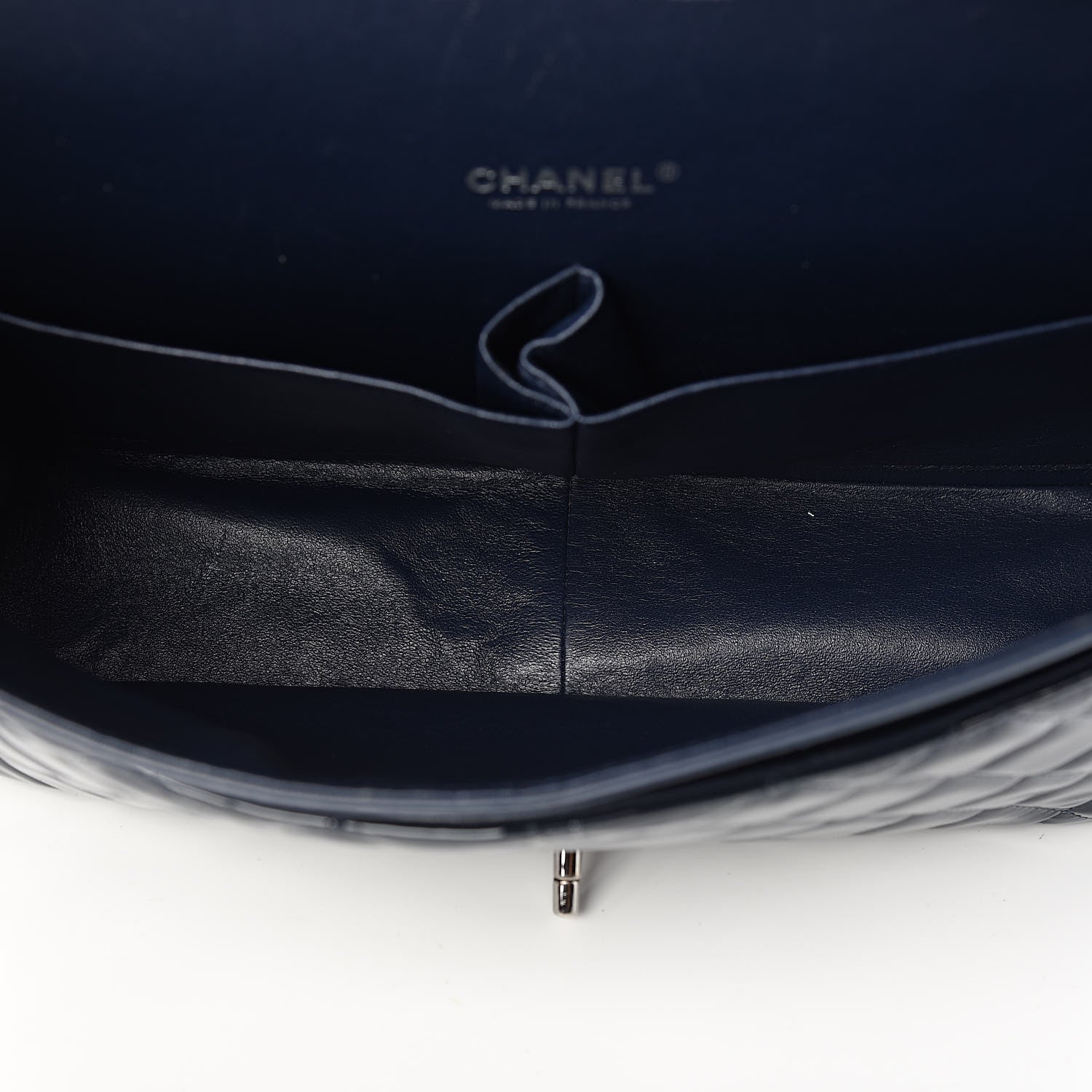 Chanel Patent Quilted Maxi Double Flap Navy Blue 5 of 11