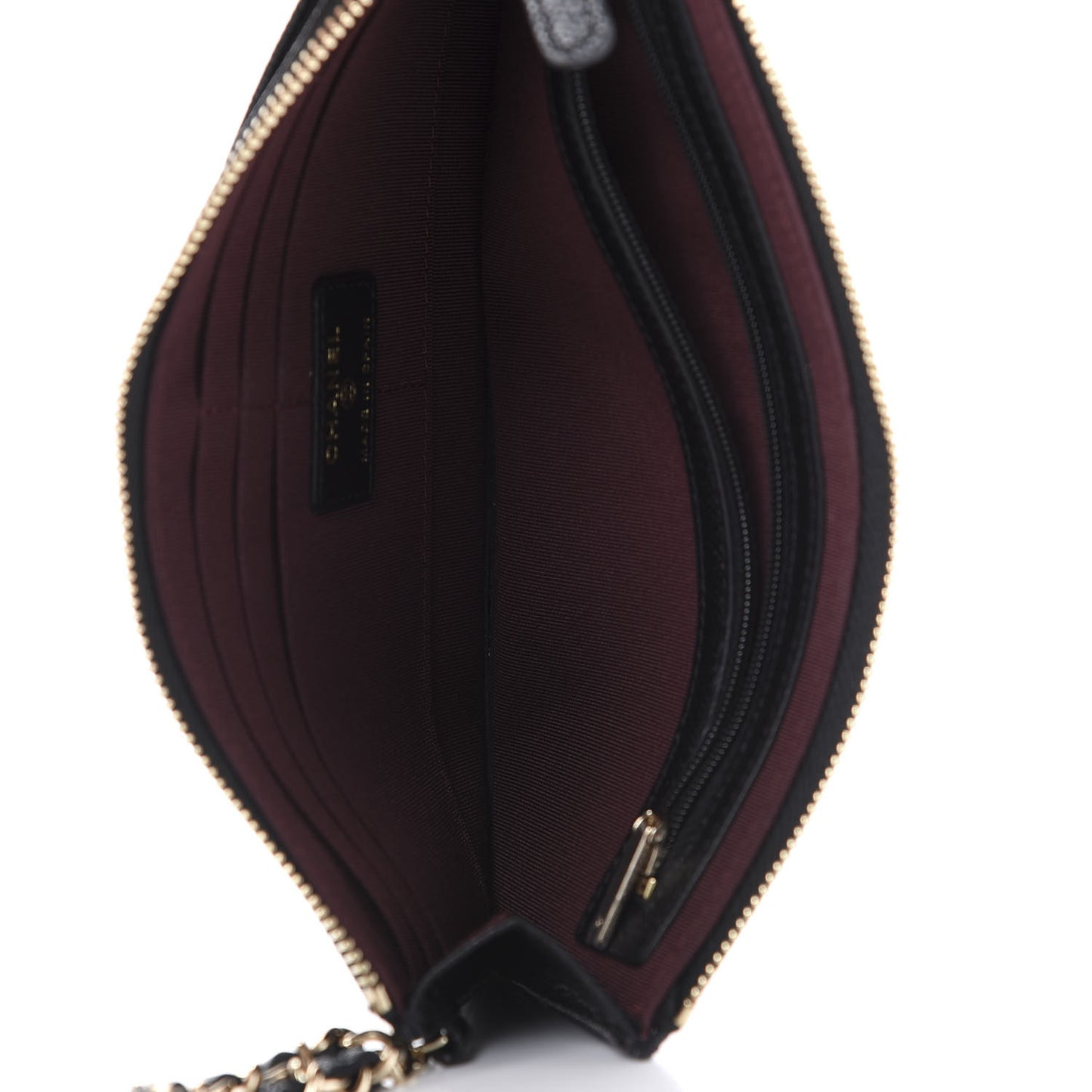 Caviar Quilted Classic Pouch With Handle Black