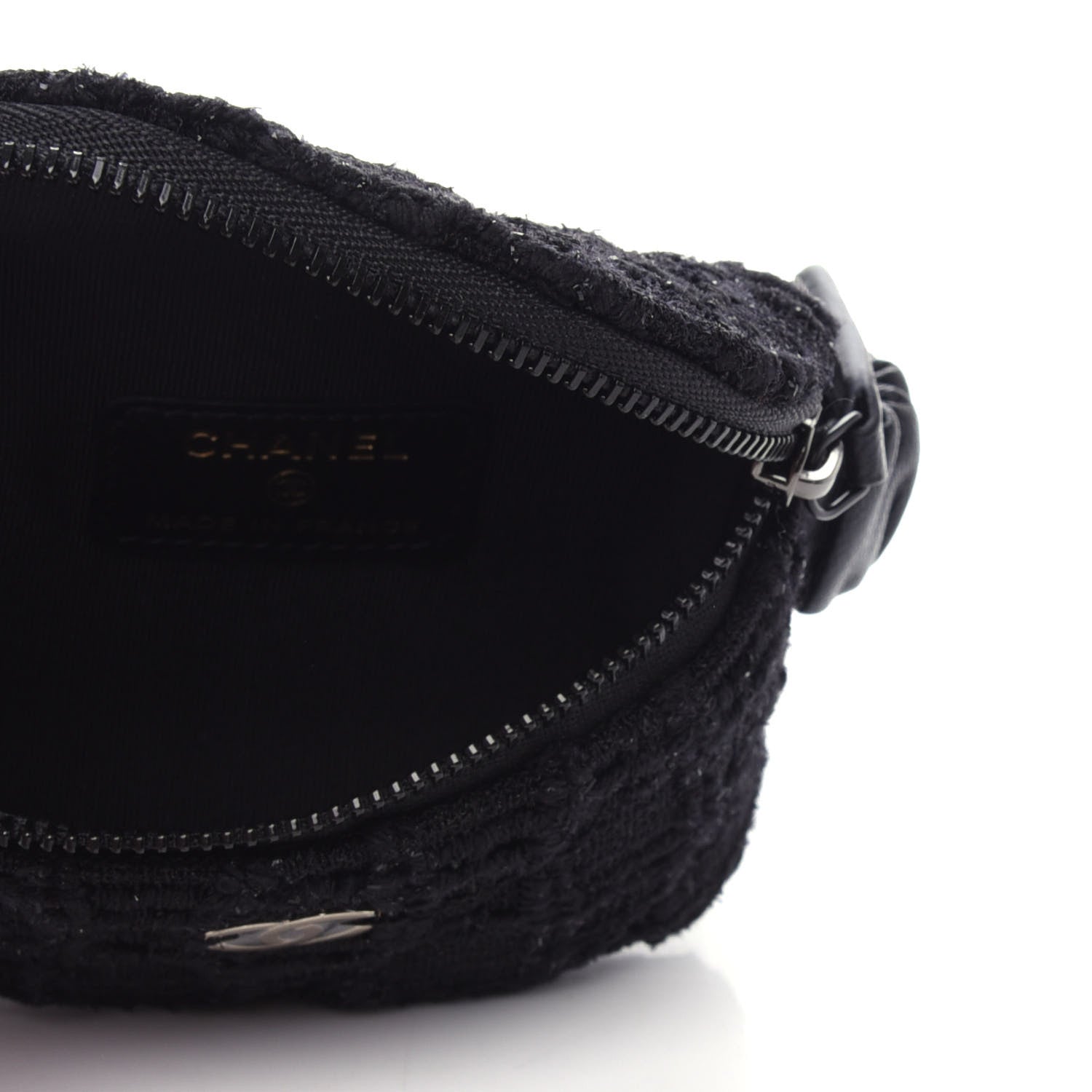 Chanel Tweed Lambskin Quilted Arm Coin Purse Black 5 of 10