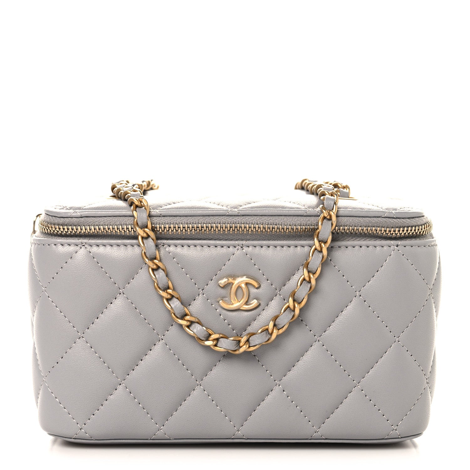 Chanel Lambskin Quilted Small Pearl Crush Vanity Case With Chain Grey 1 of 11