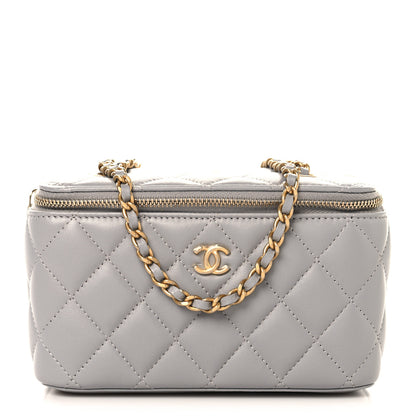 Chanel Lambskin Quilted Small Pearl Crush Vanity Case With Chain Grey 1 of 11