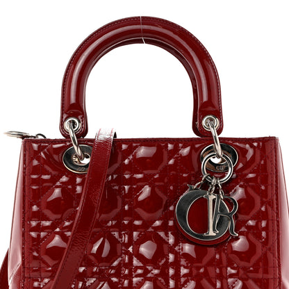 Christian Dior Patent Cannage Medium Lady Dior Burgundy Red 8 of 12