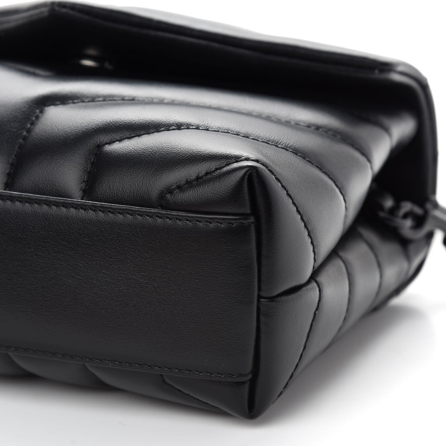Calfskin Y Quilted Monogram Toy Loulou Crossbody Bag Black