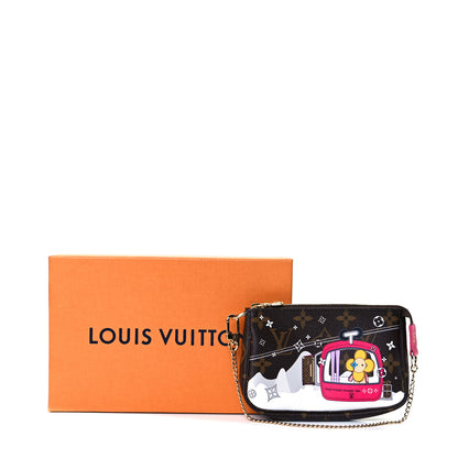 Louis Vuitton Monogram 2019 Christmas Animation Mini Courchevel Pochette Accessories Fuchsia 8 of 8