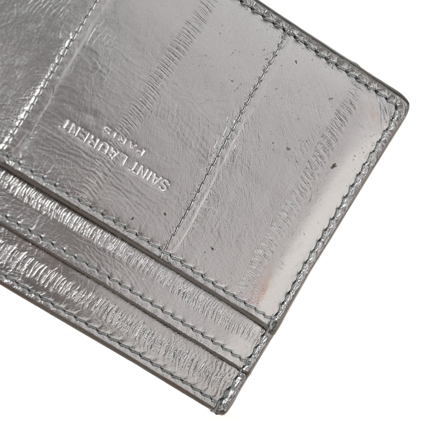 Metallic Eel Credit Card Case Silver