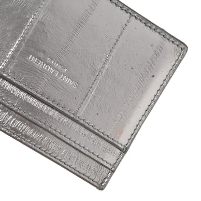 Saint Laurent Metallic Eel Credit Card Case Silver 8 of 9