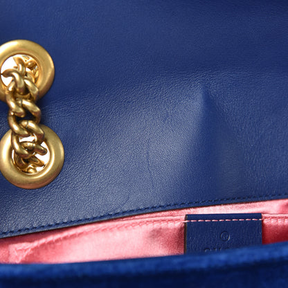 Gucci Velvet Matelasse Mini GG Marmont Shoulder Bag Cobalt Blue 10 of 12