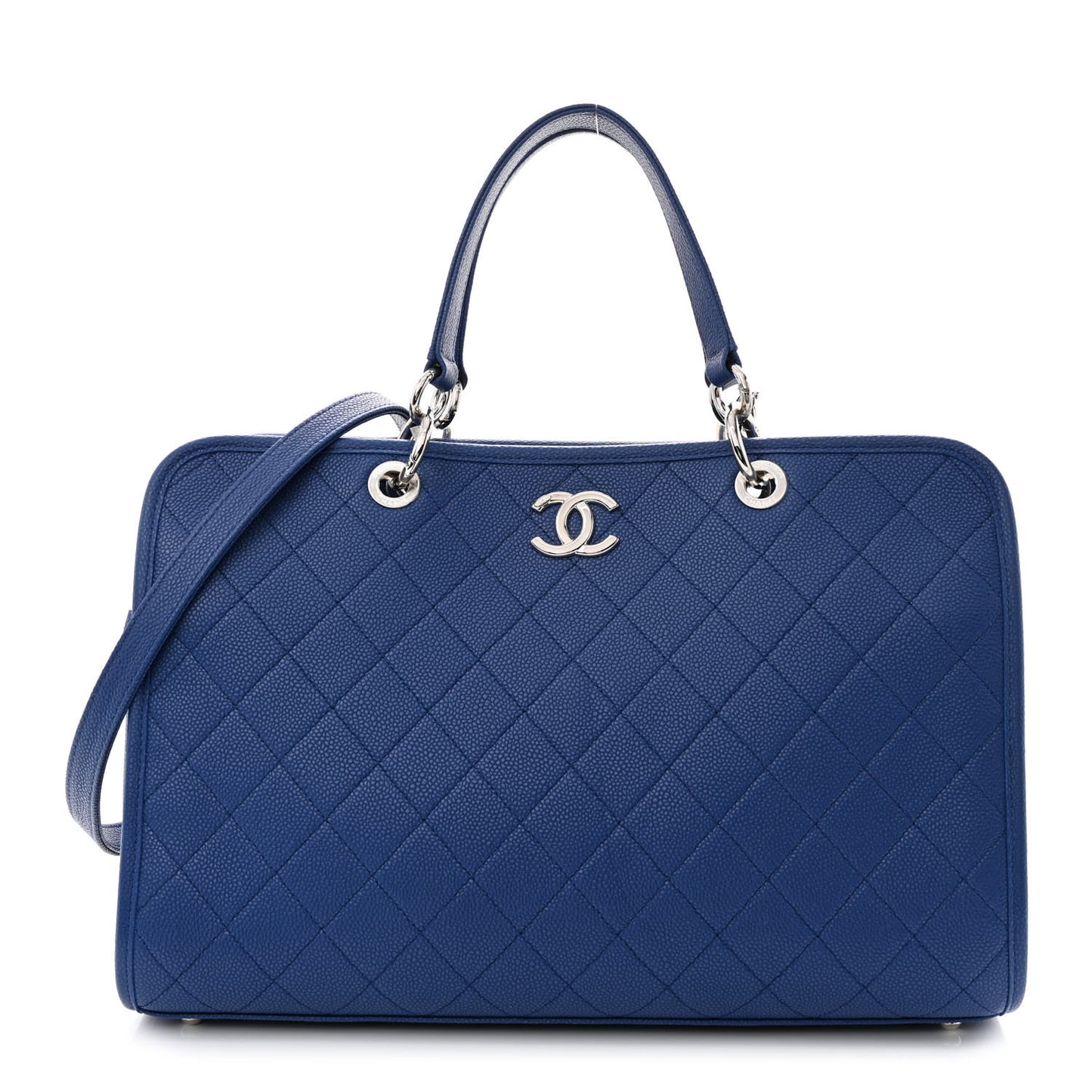 Caviar Stitched Shopping Tote Blue