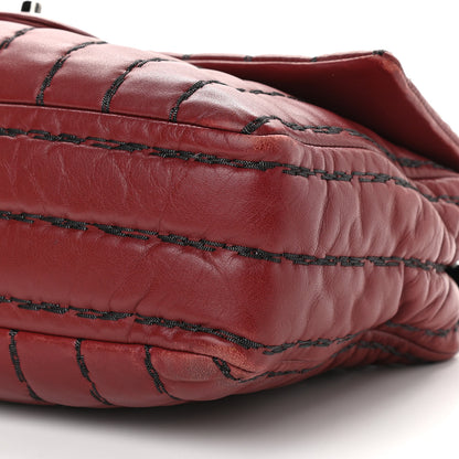 Chanel Lambskin Vertical Stitch Jumbo Single Flap Dark Red 9 of 10