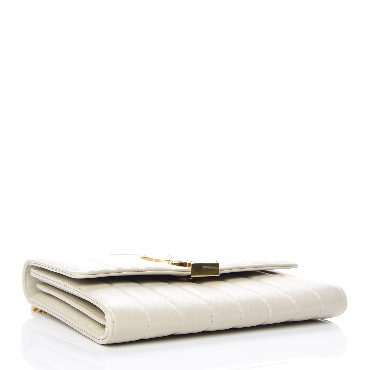 Saint Laurent Lambskin Matelasse Monogram Vicky Chain Wallet Off White 4 of 11
