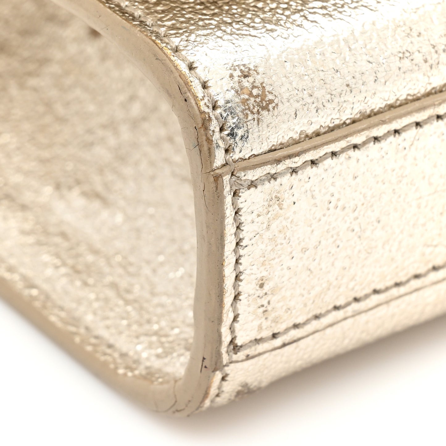 Metallic Calfskin Small Classic Monogram Kate Satchel Pale Gold