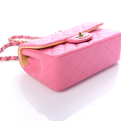 Chanel Lambskin Quilted Mini Rectangular Flap Pink Yellow 8 of 11