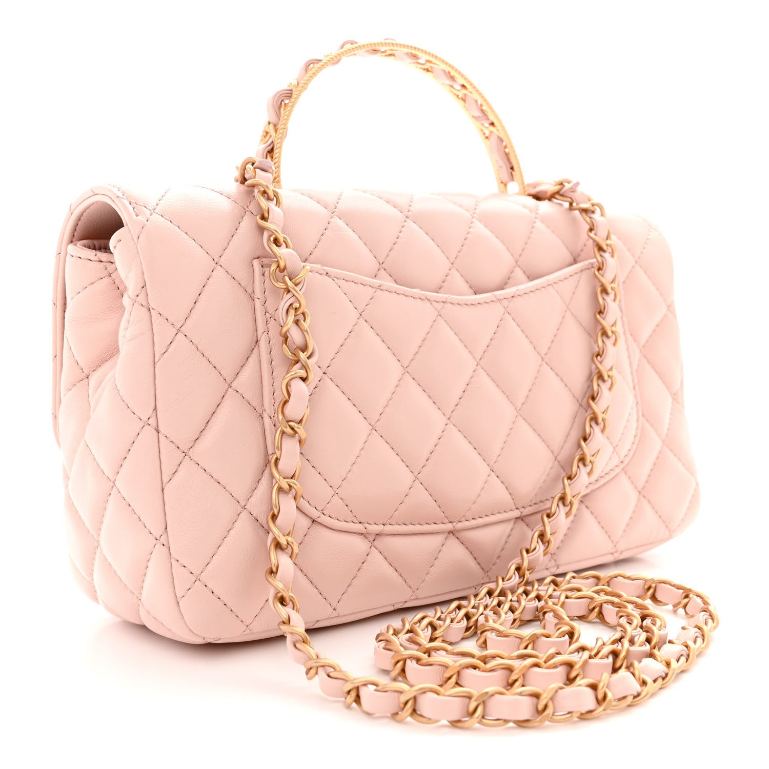 Chanel Lambskin Quilted Mini Top Handle Flap Pink 3 of 11