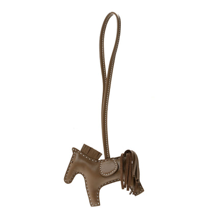 Hermes Milo Lambskin Grigri Rodeo Horse Bag Charm PM Etoupe 1 of 4