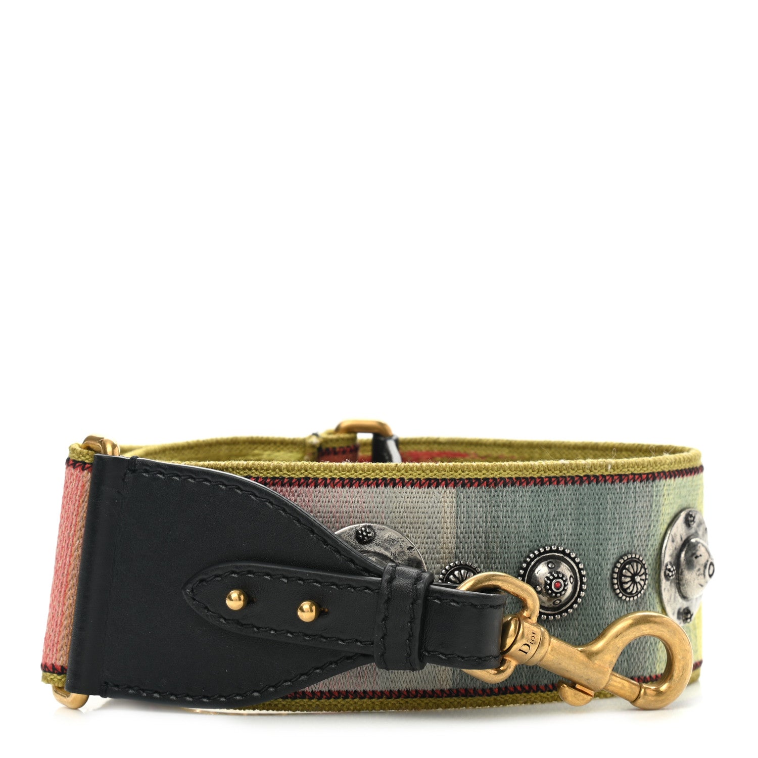 Christian Dior Canvas Embroidered Studded Rainbow Shoulder Strap 1 of 4