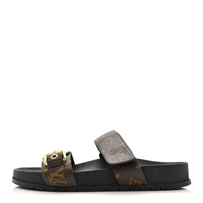 Louis Vuitton Monogram Bom Dia Mule Sandals 38 Black 1 of 14