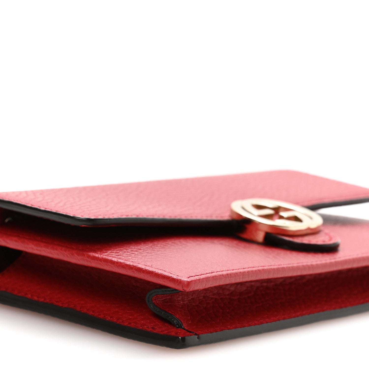 Gucci Dollar Calfskin Interlocking G Chain Wallet Red 9 of 11