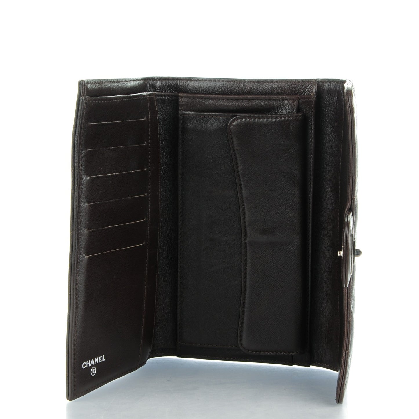 Lambskin Quilted Reissue Long Flap Wallet Dark Brown