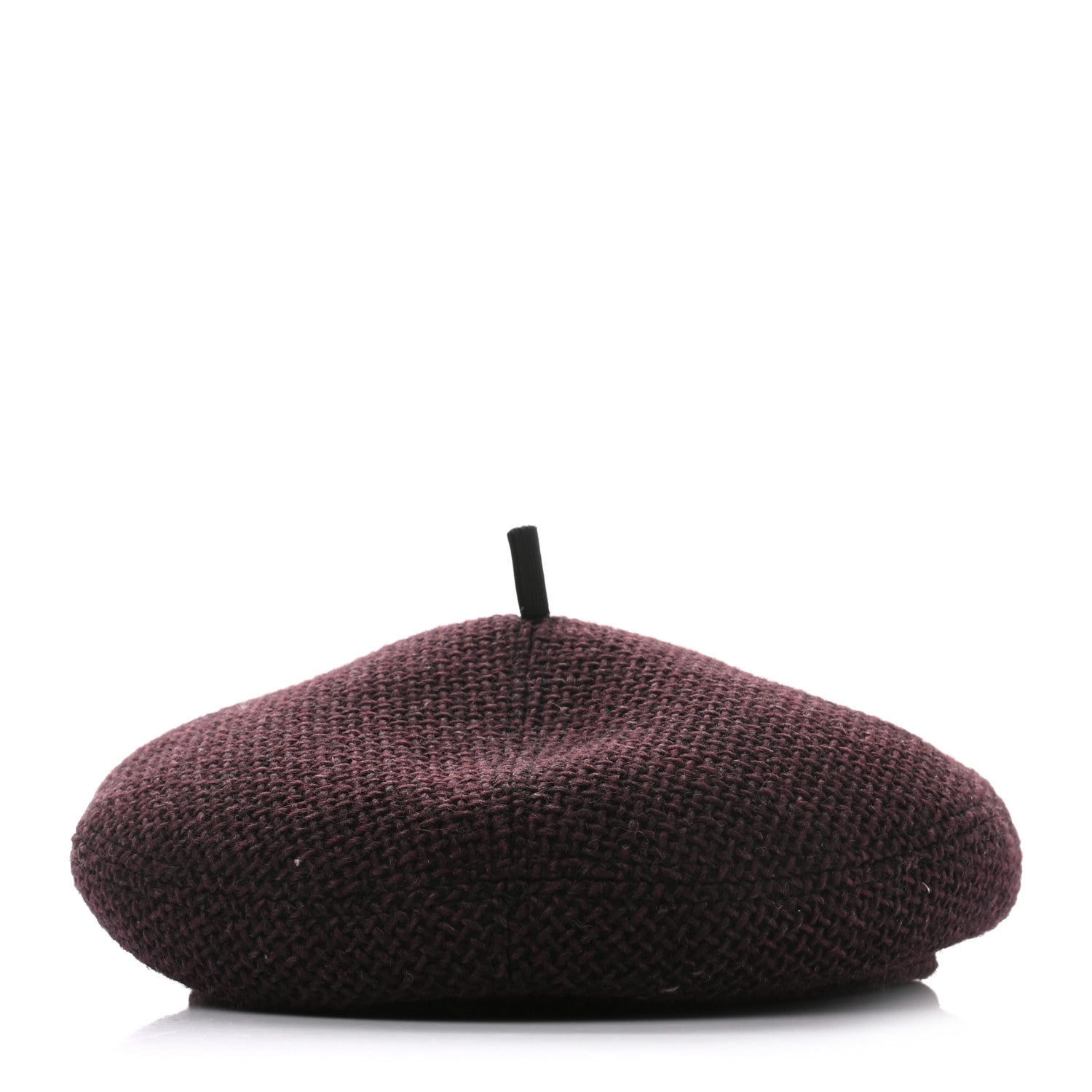 Chanel Wool Fabric CC Beret M Burgundy Black 5 of 8