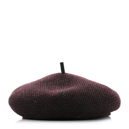 Chanel Wool Fabric CC Beret M Burgundy Black 5 of 8
