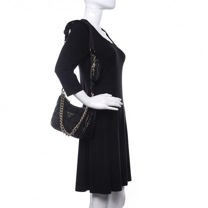 Prada Nappa Re-Nylon Triangle Quilted Patchwork System Shoulder Bag Black 2 of 12