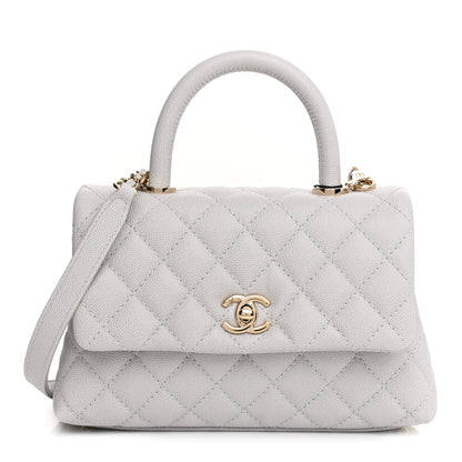 Chanel Caviar Quilted Mini Coco Handle Flap Light Grey 1 of 21