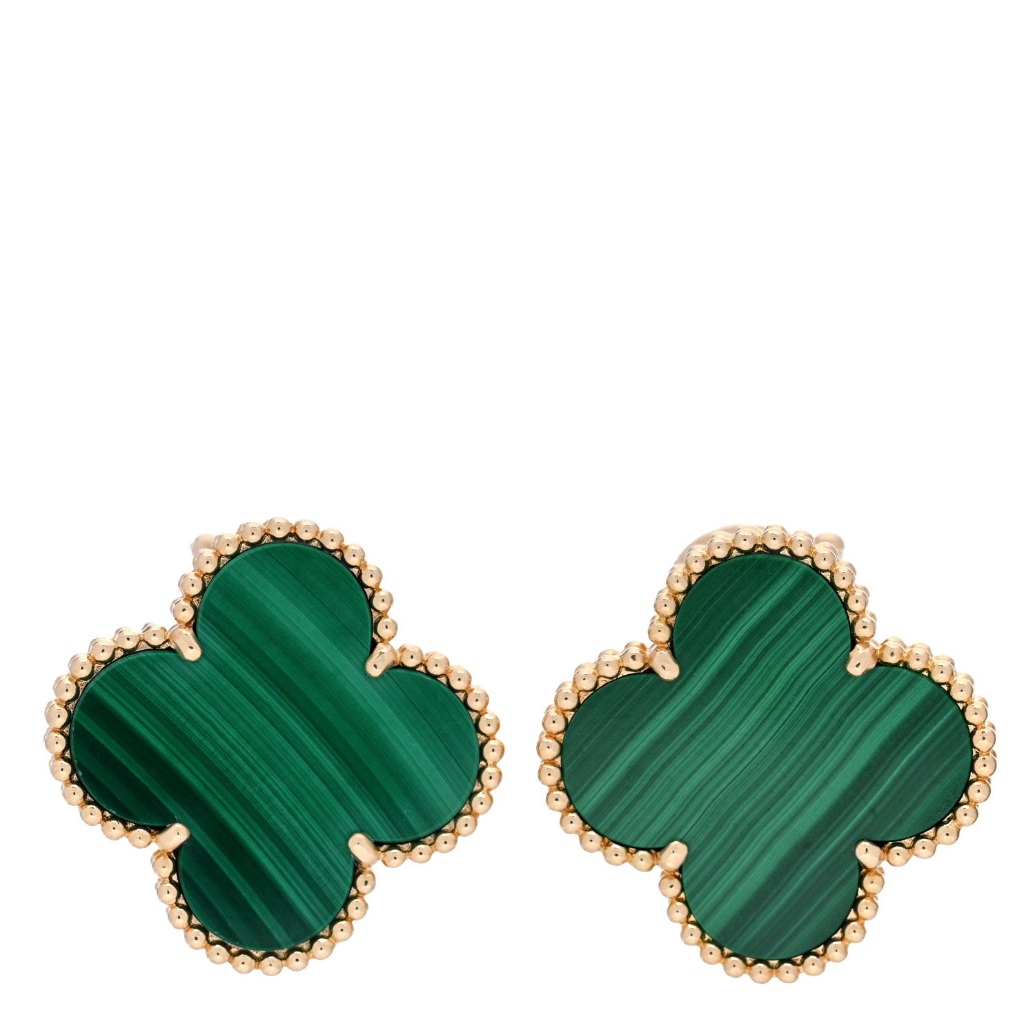 Van Cleef & Arpels 18K Yellow Gold Malachite Magic Alhambra Earrings 1 of 4