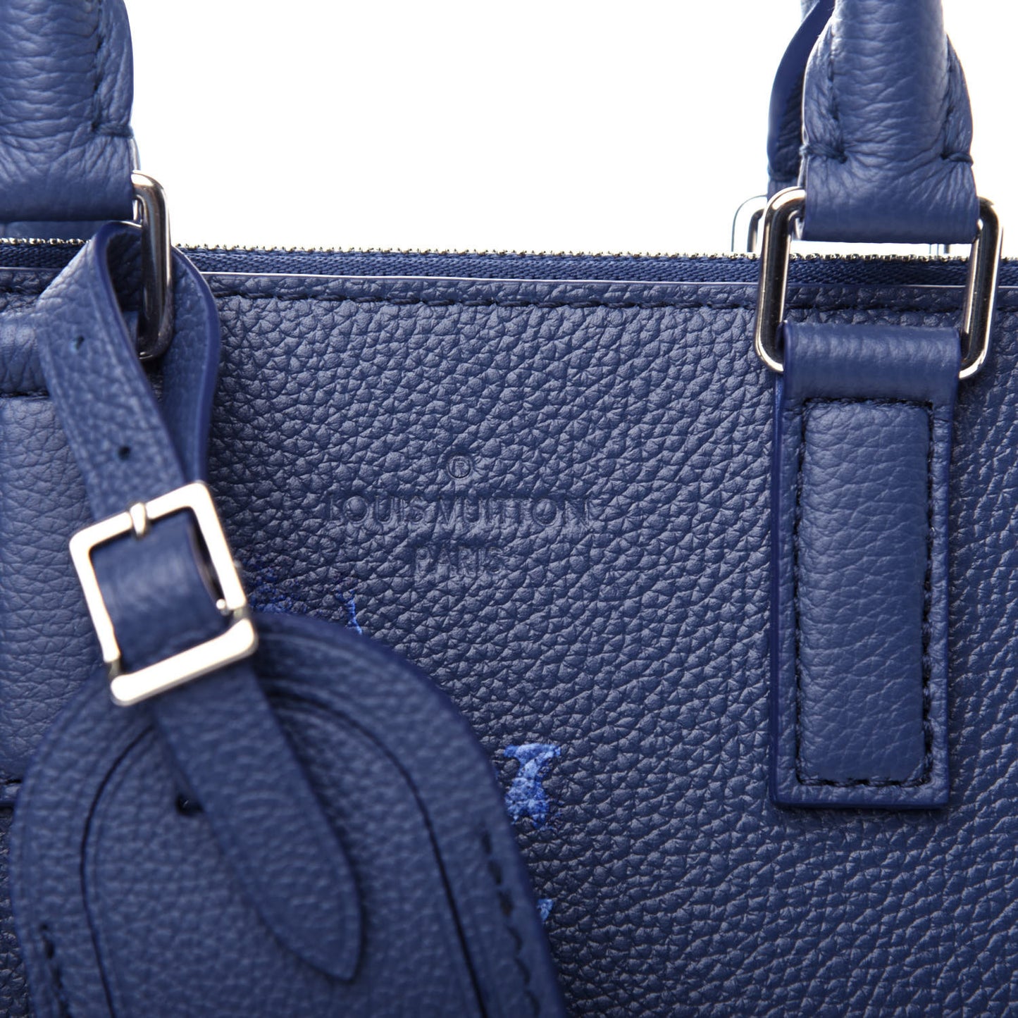 Monogram Ink Watercolor Sac Plat Zippé Blue