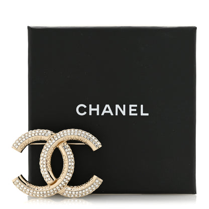 Chanel Metal Crystal Baguette CC Brooch Gold 4 of 4