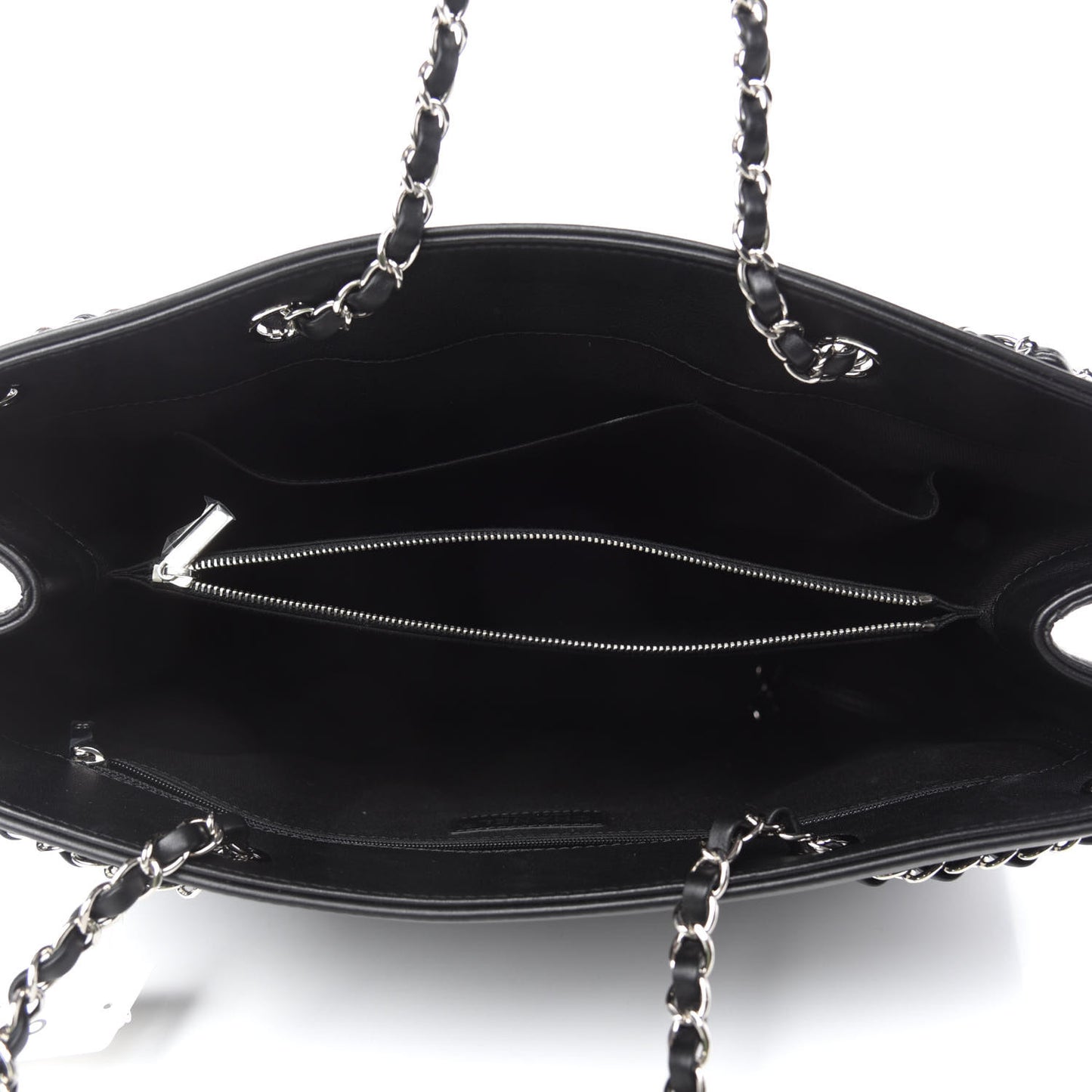 Calfskin Woven Chain Large Shopping Bag Black