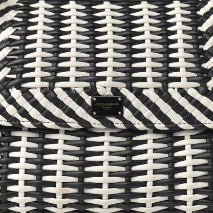 Dolce & Gabbana Calfskin Woven Medium Sicily 58 Satchel Black White 9 of 14