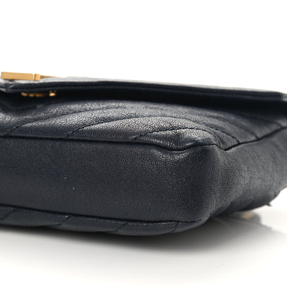 Saint Laurent Sheepskin Matelasse Chevron Monogram College Chain Wallet Deep Marine 9 of 15