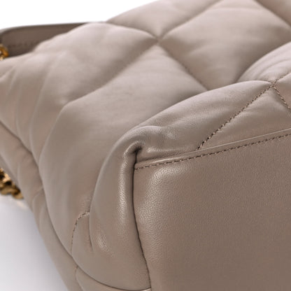 Saint Laurent Lambskin Quilted Medium Loulou Puffer Monogram Chain Satchel Dark Beige 11 of 14