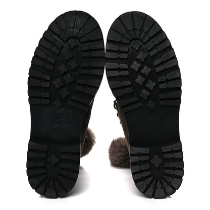 Jimmy Choo Suede Rabbit Fur Pom Pom Elba Flat Boots 37.5 Mink 5 of 10
