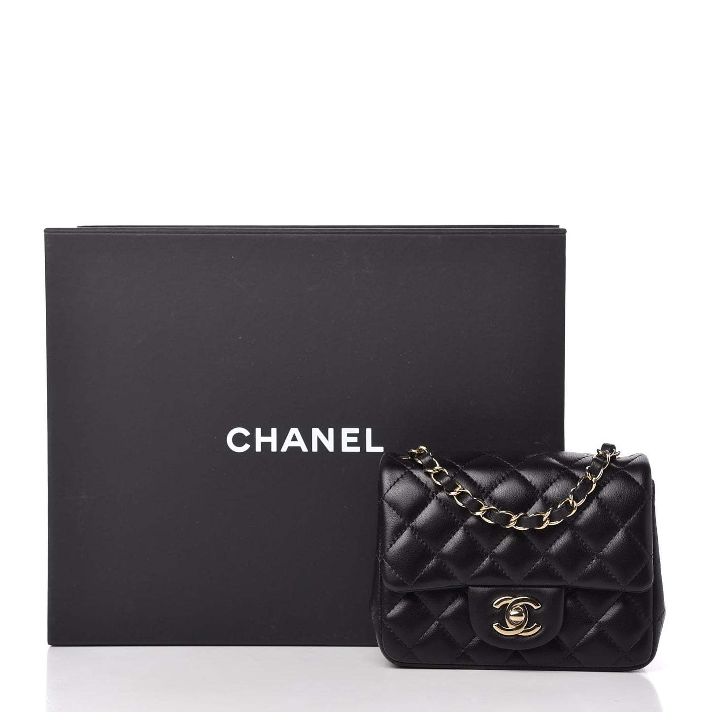 Lambskin Quilted Mini Square Flap Black
