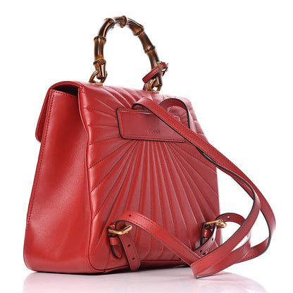 Gucci Calfskin Bamboo Trapuntata Queen Margaret Backpack Hibiscus Red 3 of 12
