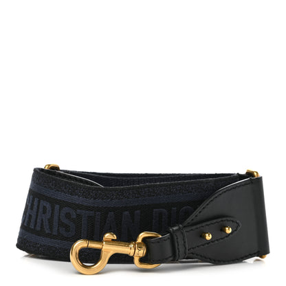 Christian Dior Canvas Embroidered Shoulder Strap Denim Blue 1 of 4
