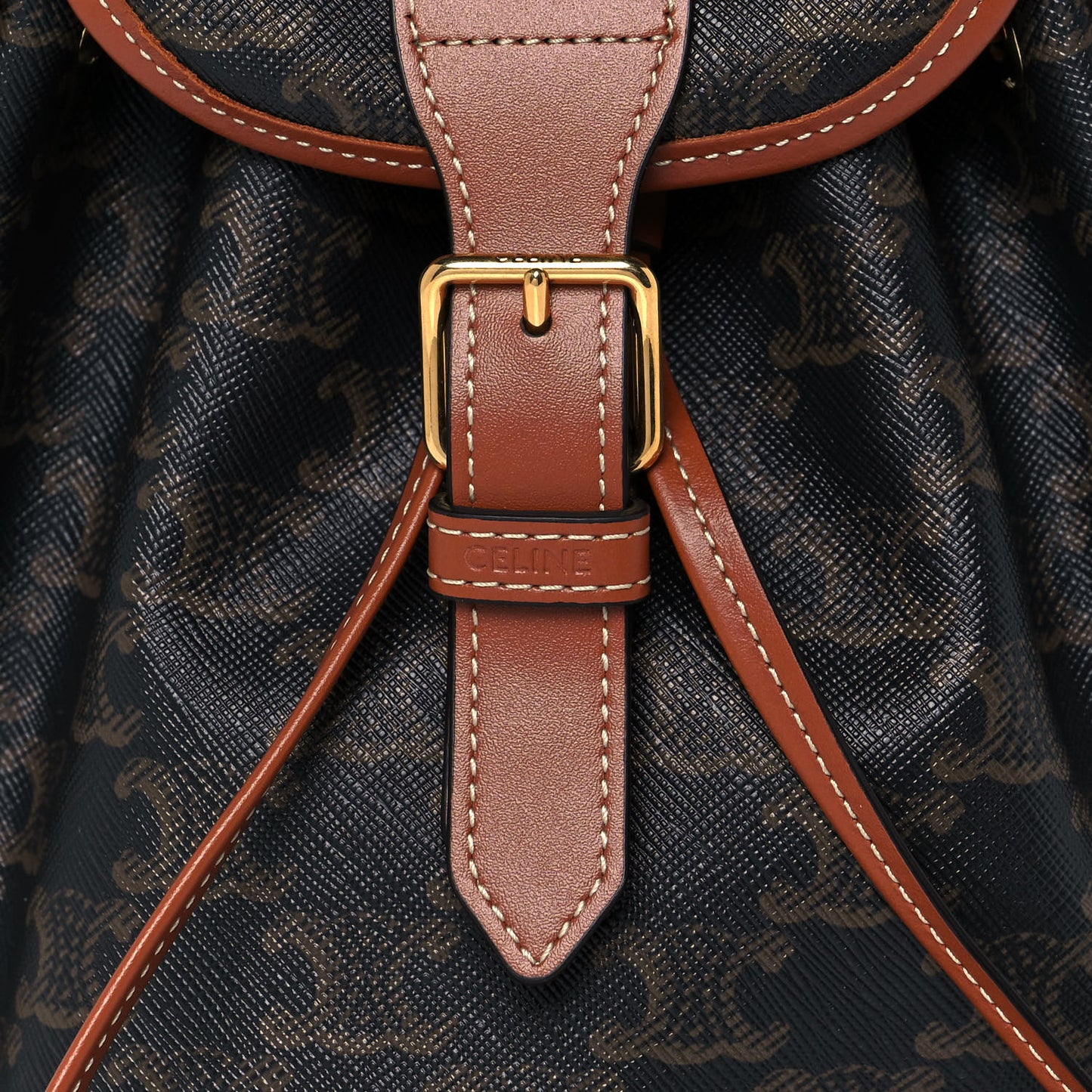 Triomphe Canvas Calfskin Mini Folco Backpack Tan