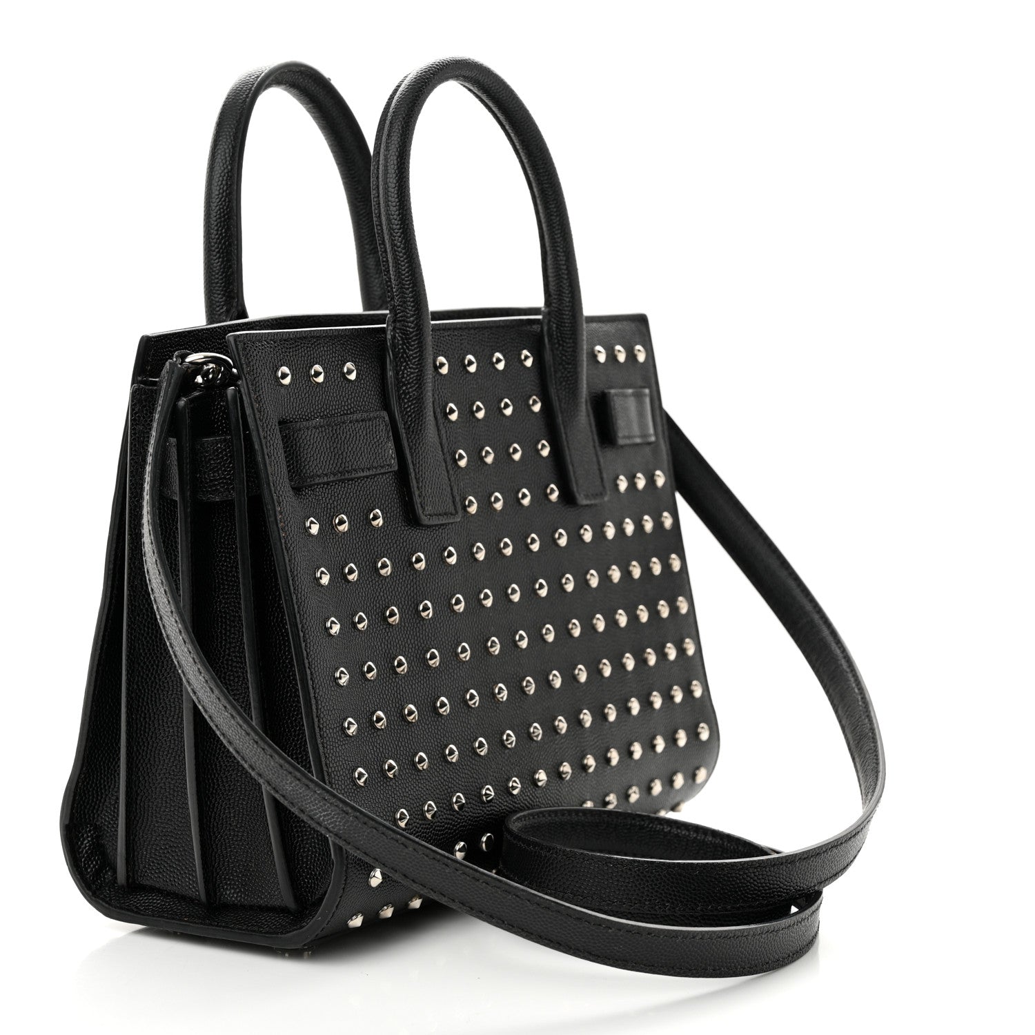 Saint Laurent SAINT LAURENT Calfskin Studded Nano Sac De Jour Black 3 of 18