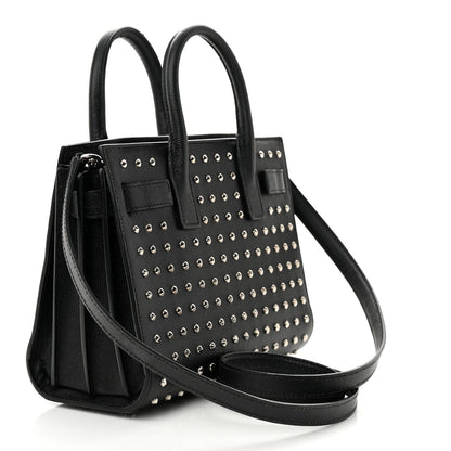 Saint Laurent SAINT LAURENT Calfskin Studded Nano Sac De Jour Black 3 of 18