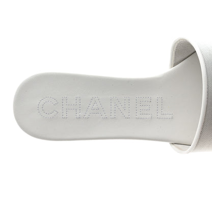 Chanel Mesh Patent Calfskin CC Mules 37 White 6 of 12