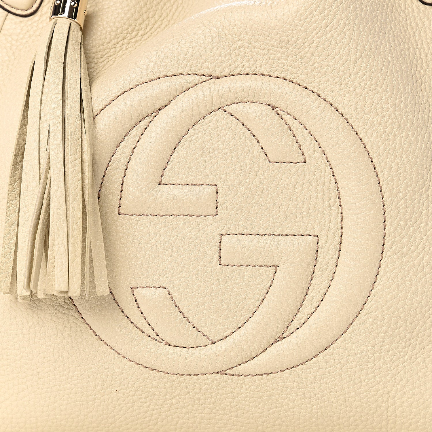 Gucci Pebbled Calfskin Medium Soho Shoulder Bag Off White 9 of 9