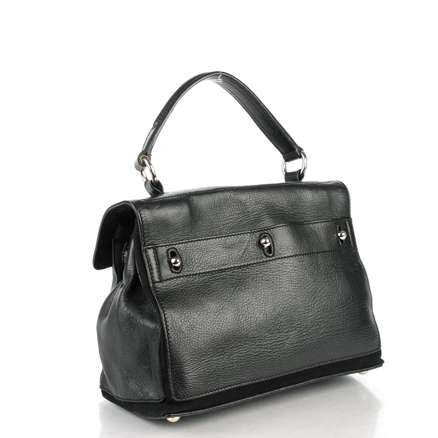 Calfskin Canvas Small Muse Two Black