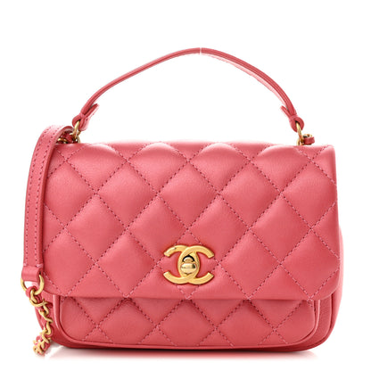 Chanel Calfskin Quilted Top Handle Flap Dark Pink 1 of 10