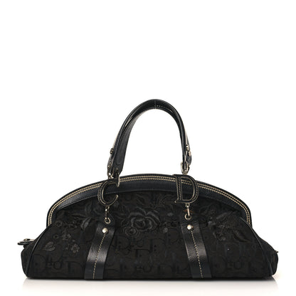 Christian Dior Monogram Vintage Flowers Frame Satchel Black 1 of 11