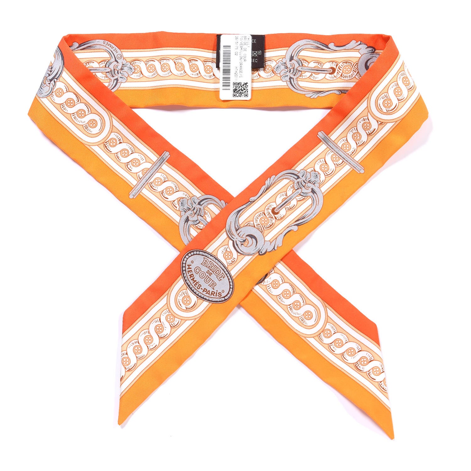 Hermes Silk Bride De Cour Twilly Vermillon Orange 1 of 4