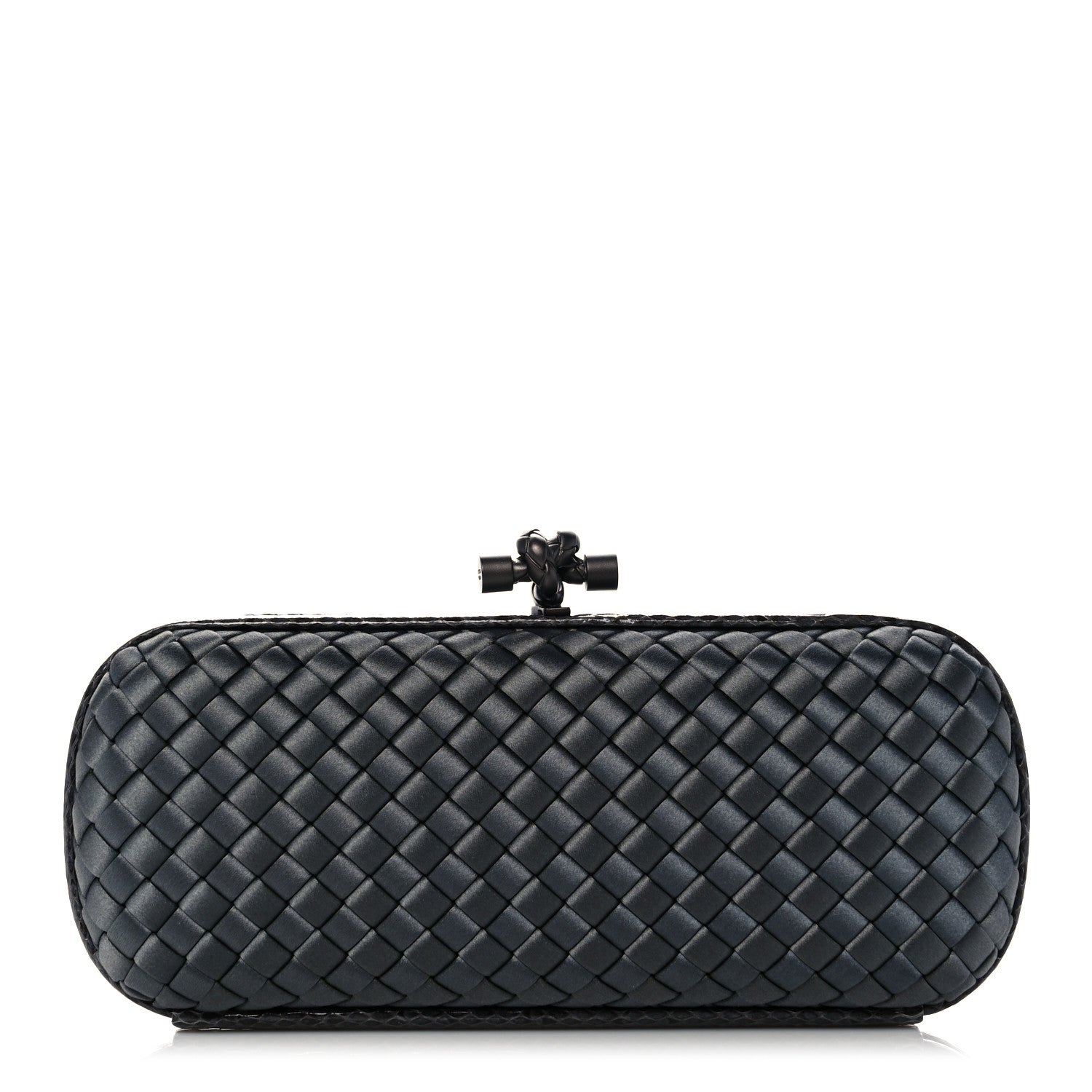 Bottega Veneta Satin Ayers Intreccio Impero Stretch Knot Clutch Grey 1 of 8