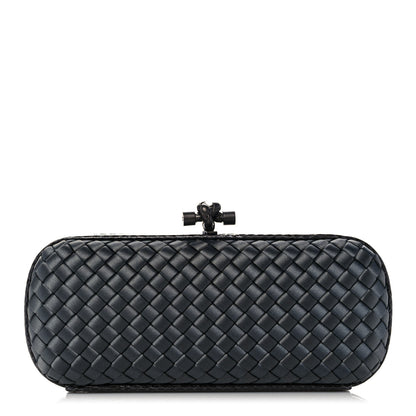 Bottega Veneta Satin Ayers Intreccio Impero Stretch Knot Clutch Grey 1 of 8